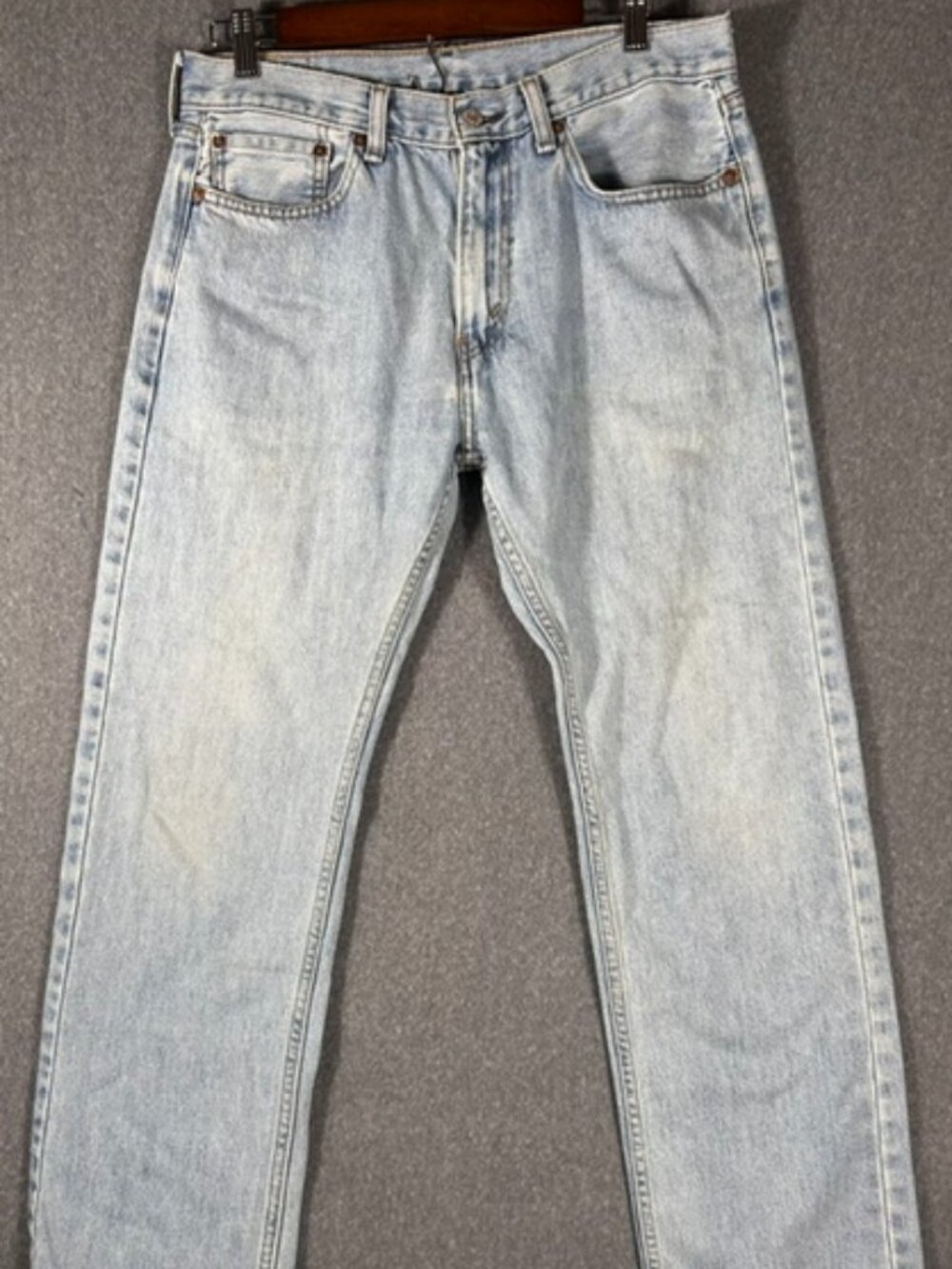 Levis 505 Straight Leg Regular Fit Mens Jeans Sz 32X30 Blue Denim Light Wash